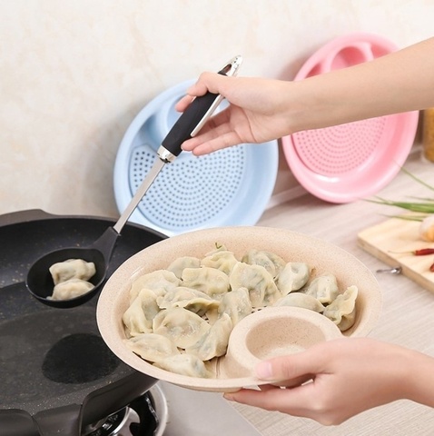 Kitchen Dual-layer Wheat Straw Disc Tool with Mini Spices Dish Fruit Bowl Dumplings Dish Tableware ► Photo 1/6