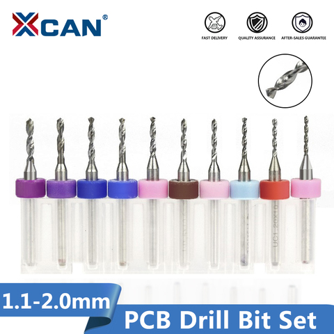 XCAN Import Carbide PCB Drill Bits 10Pcs 1.1mm-2.0mm Print Circuit Board Mini CNC Drilling Bit Set PCB Engraving Bit ► Photo 1/5