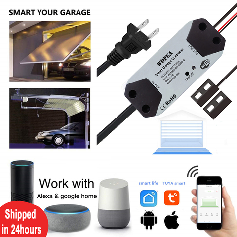 Wofea WiFi Switch Smart Garage Door Opener Controller Work With Alexa Echo Google Home SmartLife/Tuya APP Control No Hub Require ► Photo 1/6