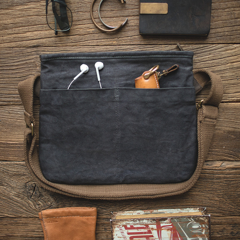 Maden Men’s Waxed Canvas Messenger Bag Travel School Work Tools Crossbody Bag ► Photo 1/6