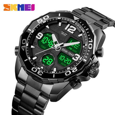 SKMEI Dual Movement Sport Mens Watches Rotatable Ring Quartz Digital Men Wristwatches Chrono Alarm Male Clock reloj hombre 1649 ► Photo 1/6