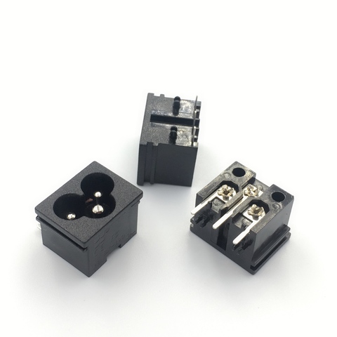 C6 Screw Mount Inlet Plug Socket AC socket Black 3 Pin IEC320 connector ► Photo 1/1