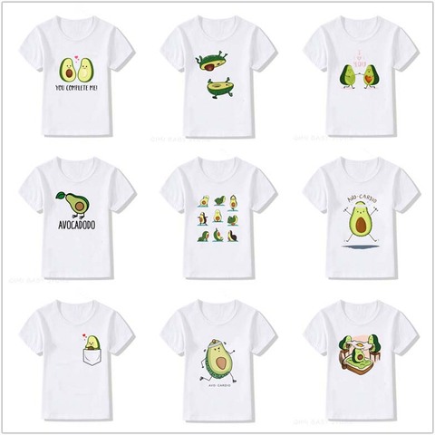 Kids Summer New Korean Cute Avocado Vegan Boys Girls Tshirt Cute Pattern Print Toddler Short Sleeve Kawaii Harajuku Tees Tops ► Photo 1/6