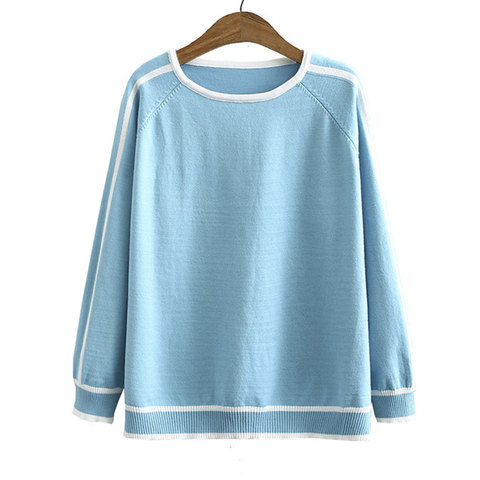 Autumn Women's Sweaters 2022 Fashion New Jumper Striped Splice Pullover Raglan Sleeve Tops Covering Yarn Knitted Female Clothing ► Photo 1/6