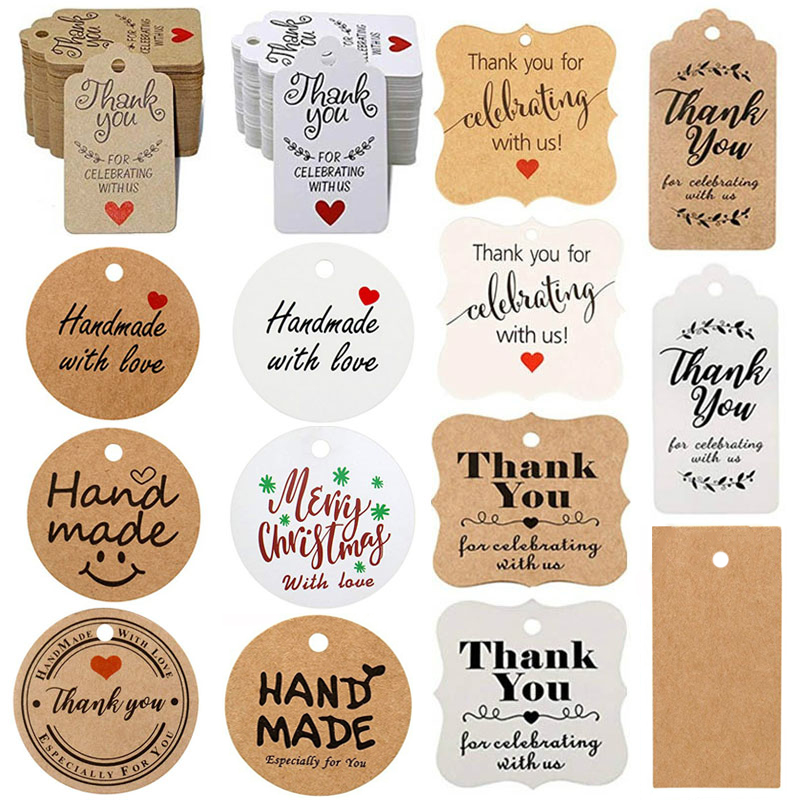Kraft Paper 'HANDMADE' Gift Tags Round Labels 3cm Brown/White