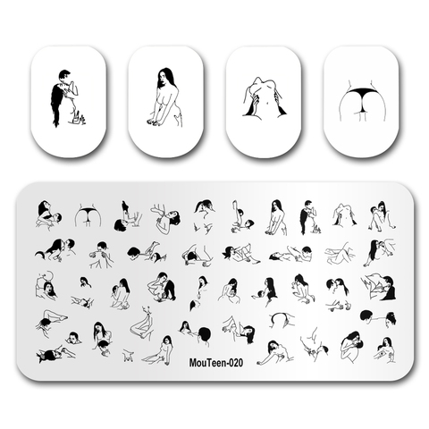 Hot Nail Art Stamping MouTeen020 Sex Girl Love Line Lady Nail Stamping Plates Manicure Set For Nail Stamping ► Photo 1/6