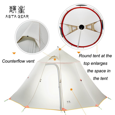 Asta Gear Mountain House Large Space Team activity and Ultrlight tent for six Persons camping pyramid tent without trekking pole ► Photo 1/6