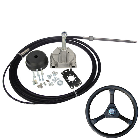 14FT Boat Steering System Single Turbine Rotating W/ Marine Steering Wheel Cable ► Photo 1/6