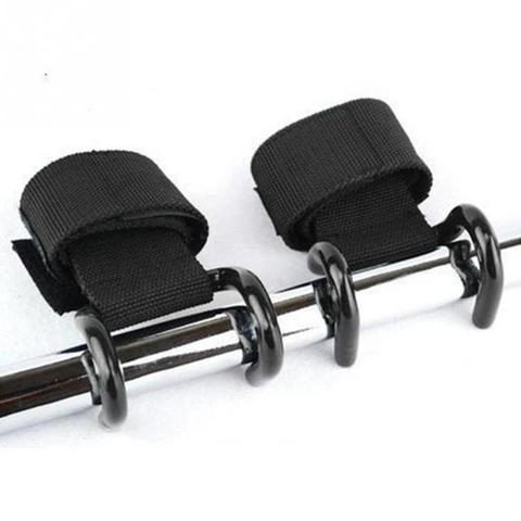 1 pairs Adjustable Double Hooks Double Barbells Dumbbell Horizontal Bar Weightlifting Dead Lifting Chin Up Wrist Straps Support ► Photo 1/6