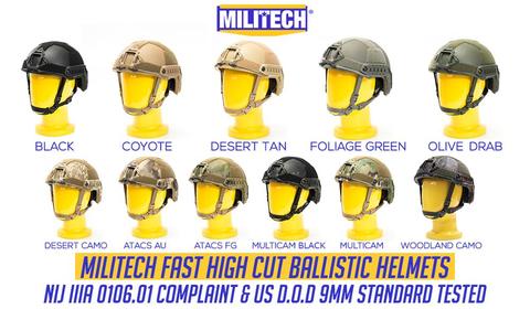 Ballistic Helmet NIJ Level IIIA 3A 2022 New Fast High XP Cut ISO Certified Bulletproof Helmet With 5 Years Warranty--Militech ► Photo 1/6