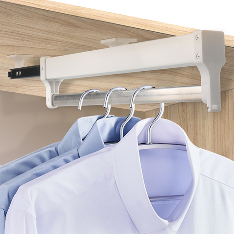 50KG Heavy Top mount pull out pull-out closet hanger Rack Bar Ball Bearing Slide Heavy Duty Rod Adjustable Wardrobe Hanger ► Photo 1/6