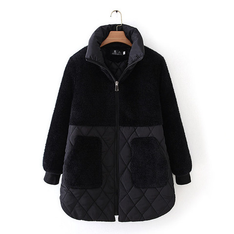 2022 Faux Mink Fur Splice Thick Padded Jacket Winter Women Plus Size 5XL Warm Wadded Coat Down Cotton Parka Black Female KW1003 ► Photo 1/6