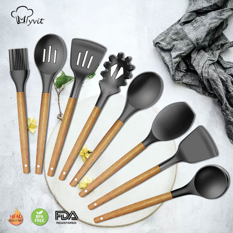 New Cooking Baking Utensils Silicone for Kitchen Non-toxic Cooking Tool Shovel Spoon Scraper Brush Spade Whisk Turner ► Photo 1/6