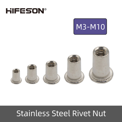 20Pcs M3 M4 M5 M6 M8 M10 304 Stainless Steel Rivnut Flat Head Threaded Insert Nutsert Cap Rivet Nut ► Photo 1/6