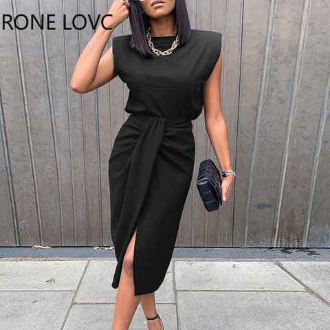 Women Sold Sleeveless Top & Slit Twisted Midi Skirt Set Elegant Fashion Chic Dress ► Photo 1/4