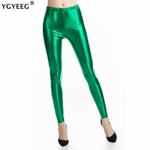 YGYEEG Punk Rock Style PU Faux Leather Women Leggings Purple Gold Metallic Sexy Bright Sequin Pants Shining Fitness Legging 2022 ► Photo 1/6