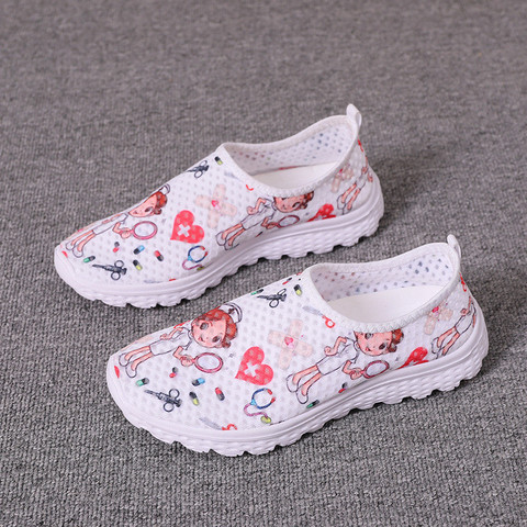 Nurse Doctor Print Women Sneakers Cosplay Shoes Slip On Light Mesh Shoes Breathable Flats Shoes Zapatos planos Halloween cosplay ► Photo 1/6