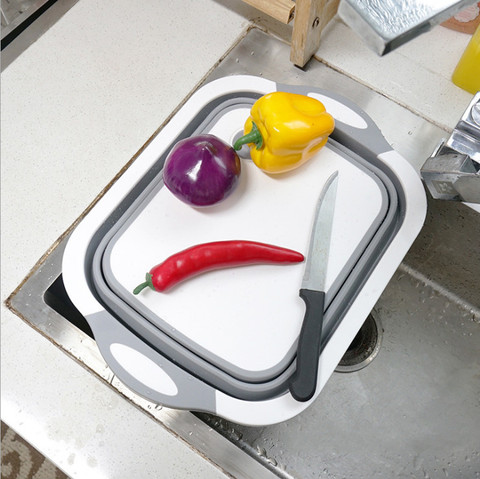 Kitchen Chopping Block Foldable Cutting Board with Colanders Kitchen Chopping Boards Washing Basket Drain Kitchen Organizer ► Photo 1/6