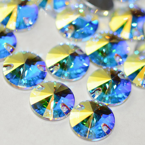 YANRUO 3200 All Sizes AB Rivoli Glass Stones Top Quality Flatback Sewing Crystal Strass Craft Sew On Rhinestone For Clothes ► Photo 1/6