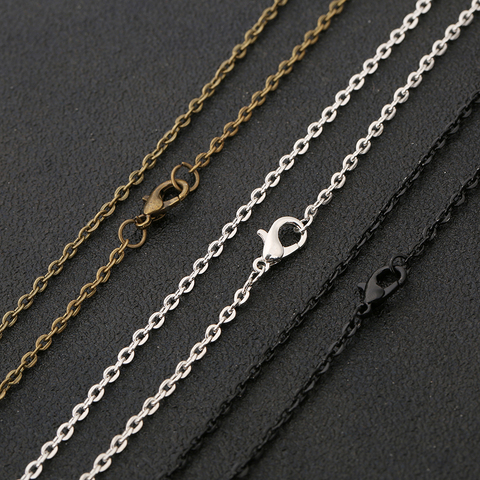 10pcs/lot Rhodium Antique Bronze Color 2x3mm Flat Cable Link Necklace Chain 50cm Length Fit DIY Necklace Jewelry Making Findings ► Photo 1/4