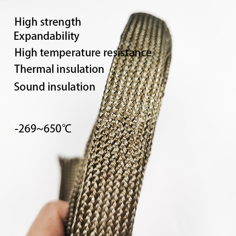 Free shipping 10M 15mm Basalt fiber Braided sleeve Protecting cable sleeve Mineral fiber 650C ► Photo 1/5