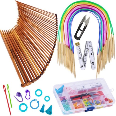 Bamboo Long Stick Needle Sweater Needle Bamboo Stick Needle DIY Hand Knitting Tool Set ► Photo 1/6