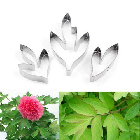 3pcs/set Peony Flower Leaves Cutters Set, Stainless Steel Fondant Cakes Decorating Tools ► Photo 1/3