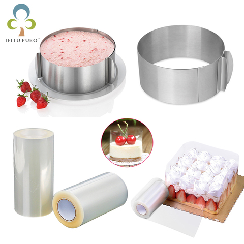 1PC Adjustable Mousse Ring Round Mould or Mousse Cake Edge Collar Film Kitchen DIY Baking Tools For cakes Dessert Decoration ZXH ► Photo 1/5