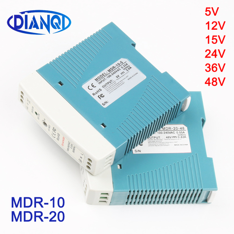 Mini Size Single Output Industrial DIN Rail switching Power Supply ac dc MDR 10W 20W driver output 5V 12V 15V 24V 36V 48V ► Photo 1/5