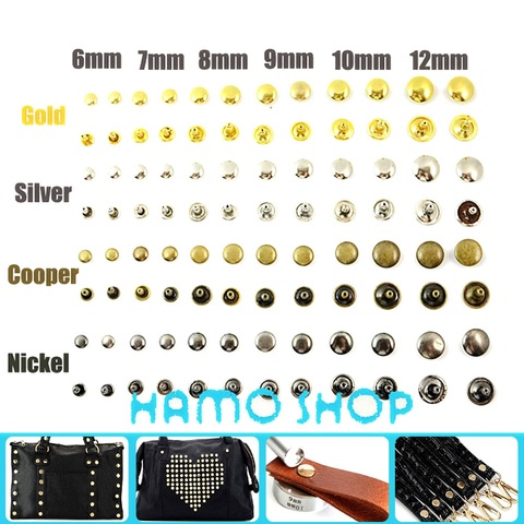 100pcs All Size Round Double Cap Rivet Stud Collision Nail Metal Spike Rock Leather craft Shoe Bag Belt Garment Bracelet DIY ► Photo 1/6