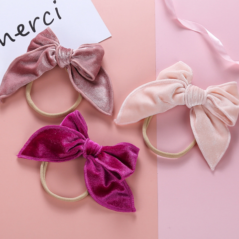 Korea Hair Bow Velvet Turban Headbands For Girls Scrunchie Solid Color Bow Knot Hair Bands For Baby Girls Cute Accessories 2022 ► Photo 1/6