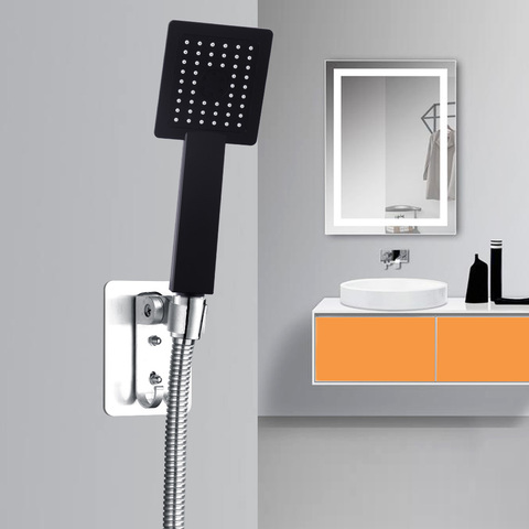 Fast Delivery ABS Plastic Bathroom Big Square Water Saving Showerhead Black Bath Rainfall Handheld Shower Head ► Photo 1/4