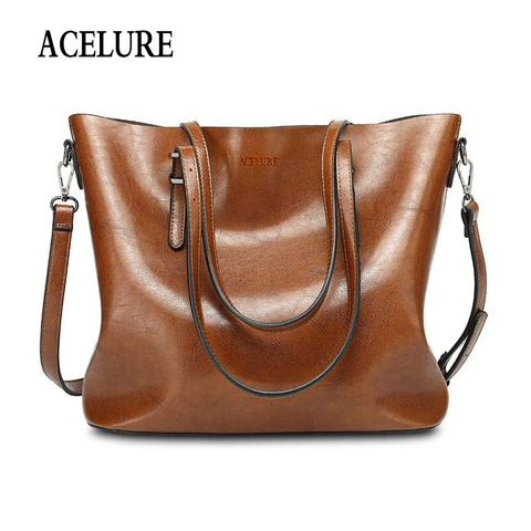 ACELURE Women Shoulder Bag Fashion Women Handbags Oil Wax Leather Large Capacity Tote Bag Casual Pu Leather women Messenger bag ► Photo 1/6