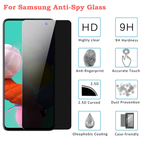 Privacy Tempered Glass For Samsung Galaxy A71 A51 A31 A21s Private Screen Protector For Galaxy A20 A70 A30 A50 S Anti-Spy Glass ► Photo 1/6