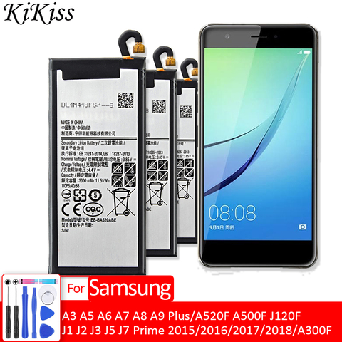 Battery For Samsung Galaxy A3 A5 A6 A7 A8 A9 Plus/J1 J2 J3 J5 J7 Prime 2015 2016 2017 2022 SM A300F A510F/M A520F A500F J120F/A ► Photo 1/6