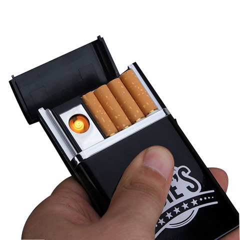 Creative Cigarette Case with Usb Lighter Charging High-end Fashion Gift Anti-pressure Cigarette Case Men Advertising Gift Custom ► Photo 1/6