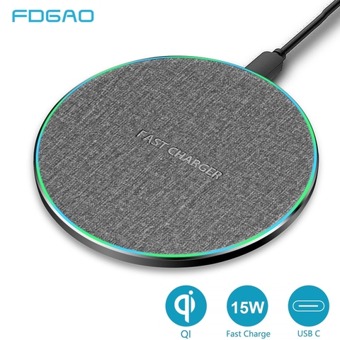 FDGAO 15W Qi Fast Wireless Charger For iPhone 11 Pro XS XR X 8 QC 3.0 Quick Charging Pad For Samsung S20 S10 S9 Huawei P40 Pro ► Photo 1/6