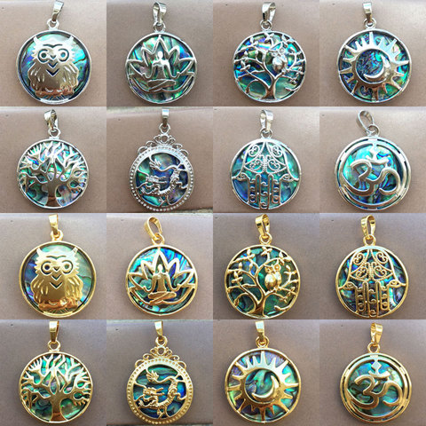 Free shipping  Fashion Jewelry New Zealand Abalone Shell Round Pendant Bead WB806 ► Photo 1/6