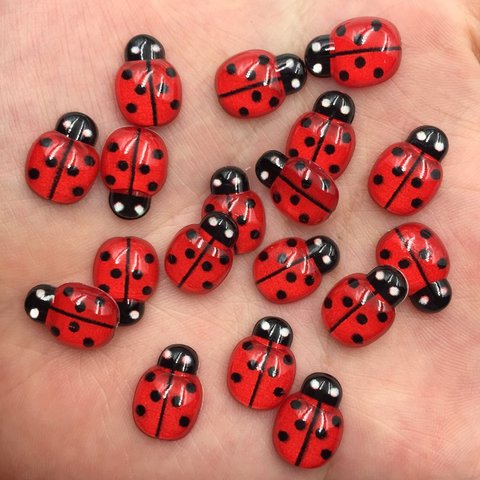 Resin 9mm*13mm Mini Cute Red Beetle Flatback Cabochon Rhinestone 60pcs DIY Scrapbook  Decor Home  Crystal Figurines Craft ► Photo 1/3