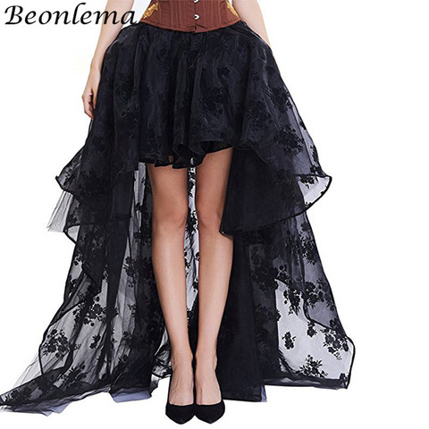 Beonlema Long Skirt Women Gothic Maxi Jupe Sexy Black Skirts Mesh Goth Tutu Skirt Ladies Party Halloween Clothing S-2XL ► Photo 1/6