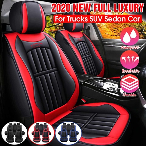 11PCS 5 Seats Car Seat Covers Automobiles Seat Covers Protector Cushion Deluxe PU Leather Front+Rear Full Set SUV Truck ► Photo 1/6