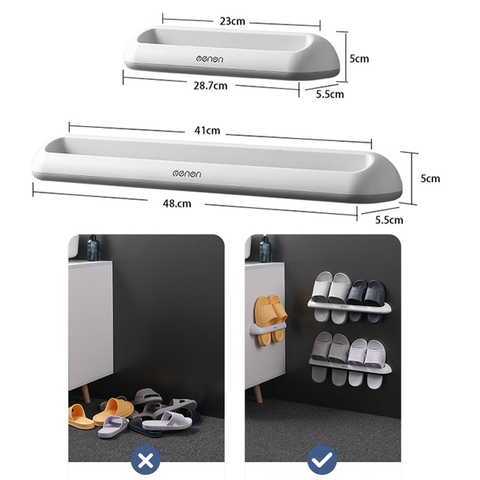 New Slippers Rack Wall/Door Self Adhesive Shelf Shoe Rack for Bathroom/Living Room Flip Flop Loafer Rack Waterproof Organizer ► Photo 1/6