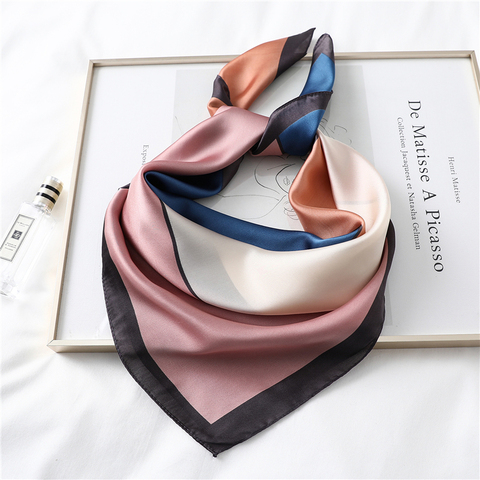 2022 New Design Women Silk Scarf Square Neck Shawls Foulard Lady Pashmina Solid Geometric Bandana Hair Band Kerchief ► Photo 1/6