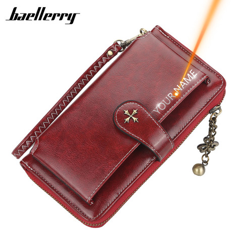 Customized Women Wallets Name Engraving Fashion Long PU Leather Quality Card Holder Classic Female Purse Zipper Wallet For Women ► Photo 1/6