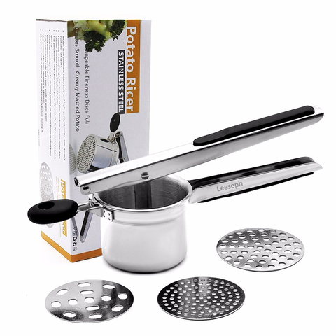 Stainless Steel Potato Ricer with 3 Interchangeable Fineness Discs Silicone Grip Handle kitchen tools by Leeseph ► Photo 1/5