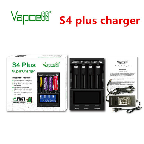 Vapcell original S4 plus  Q4 U2 Q2 Q1 opus bt-c 3100 battery charger AA/AAA 26650 21700 18650 NiMH li-ion battery Smart Charger ► Photo 1/6