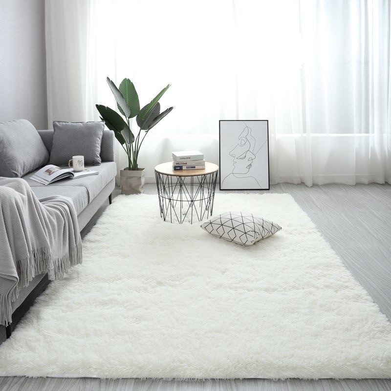 Nordic Fluffy Carpet Rug For Bedroom, Fluffy Red Rug For Bedroom