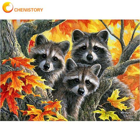 CHENISTORY Cute Animal Painting By Numbers Kits For Adults Kids Handmade DIY Gift Home Wall Decoration 40x50cm Framed Artwork ► Photo 1/6