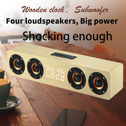 Bluetooth Speaker Portable Powerful Column Home Theater Clock Alarm Computer Speakers Soundbar Subwoofer Boom Box Music Center ► Photo 1/6