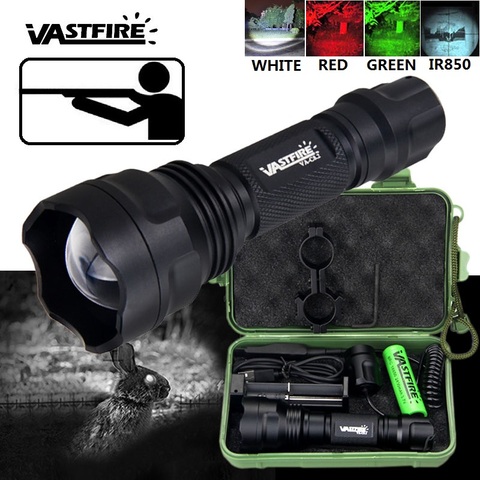 C8 Tactical Flashlight LED green/red/white/IR infrared 850 Hunting light Waterproof Torch Camping Lanterna for 18650 battery ► Photo 1/6